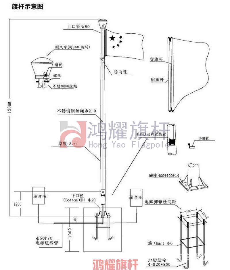 不锈钢旗杆的制作与安装(图3)